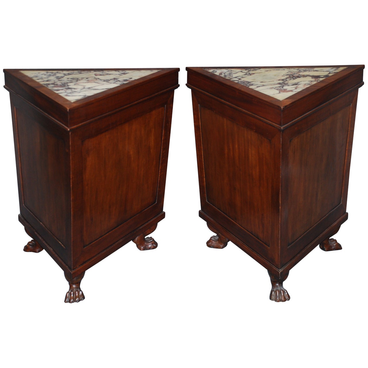 Pair of Italian Marble-Top Side Tables For Sale