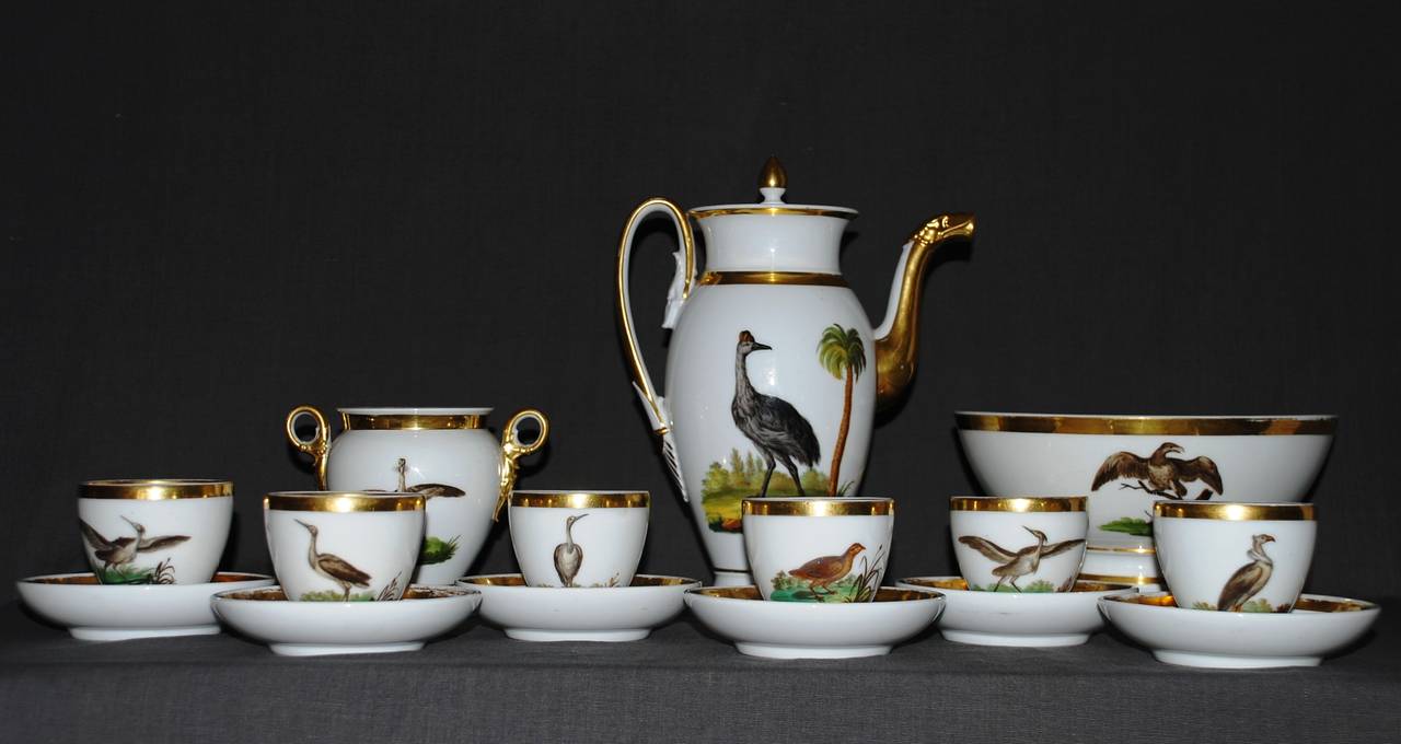 Paris Porcelain Bird Coffee Service In Good Condition In New York, NY