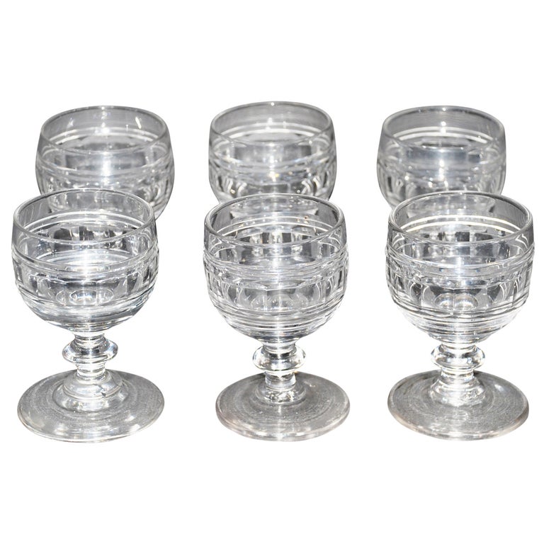 Set of Six English Wine Glasses For Sale