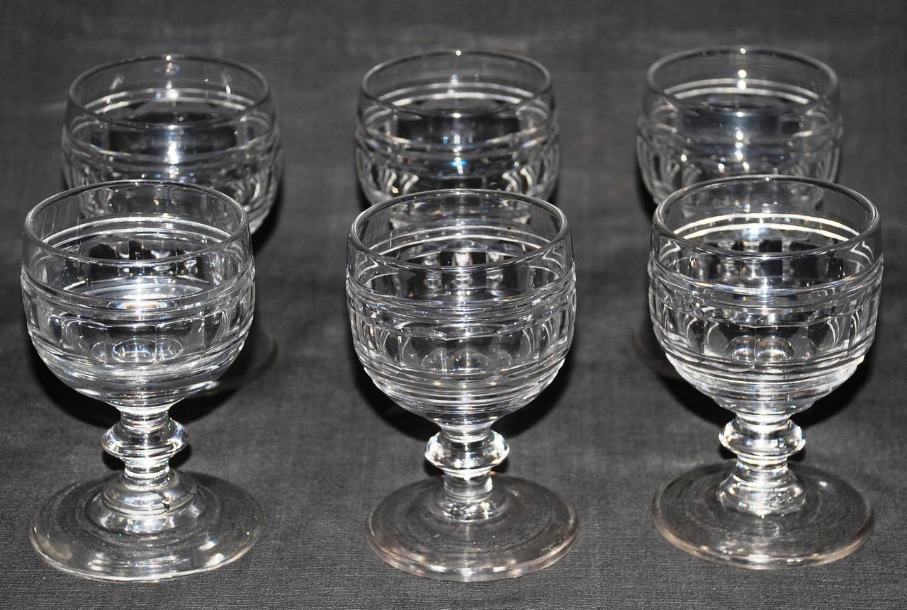 19th Century Set of Six English Wine Glasses For Sale