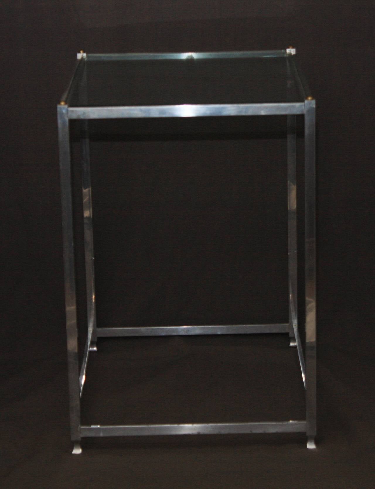 John Vesey Aluminum Glass and Brass Side tables For Sale 2