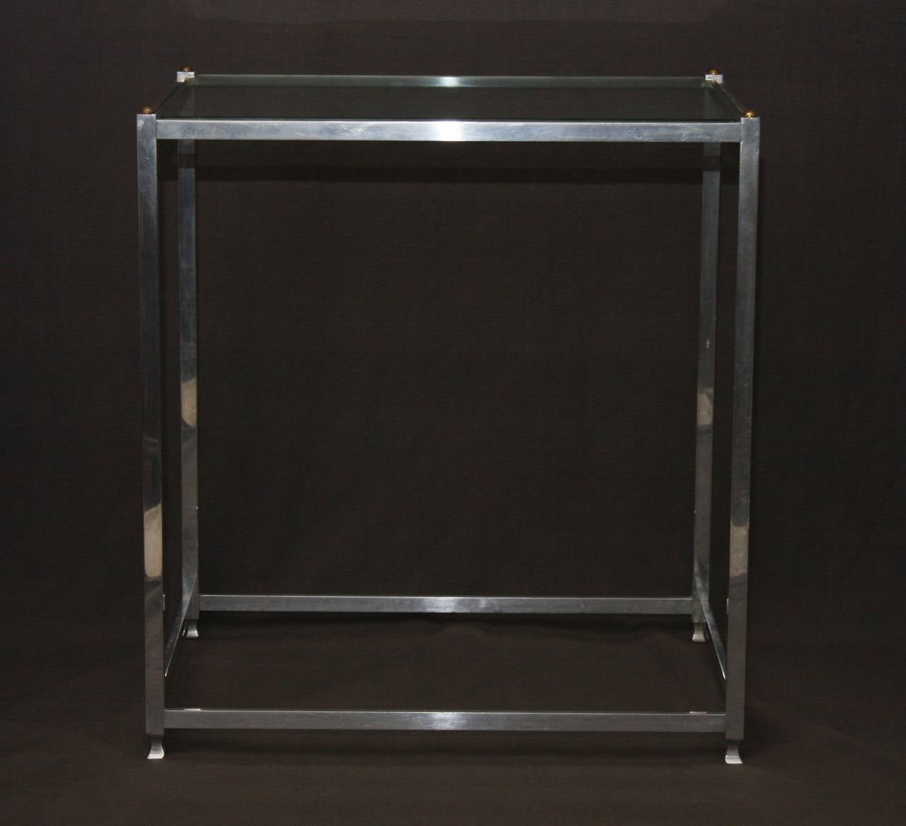 John Vesey Aluminum Glass and Brass Side tables For Sale 3
