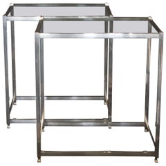Tables d'appoint en aluminium, verre et laiton John Vesey
