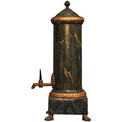 Neoclassical Green and Gilt Faux Marble Samovar Coffee Urn