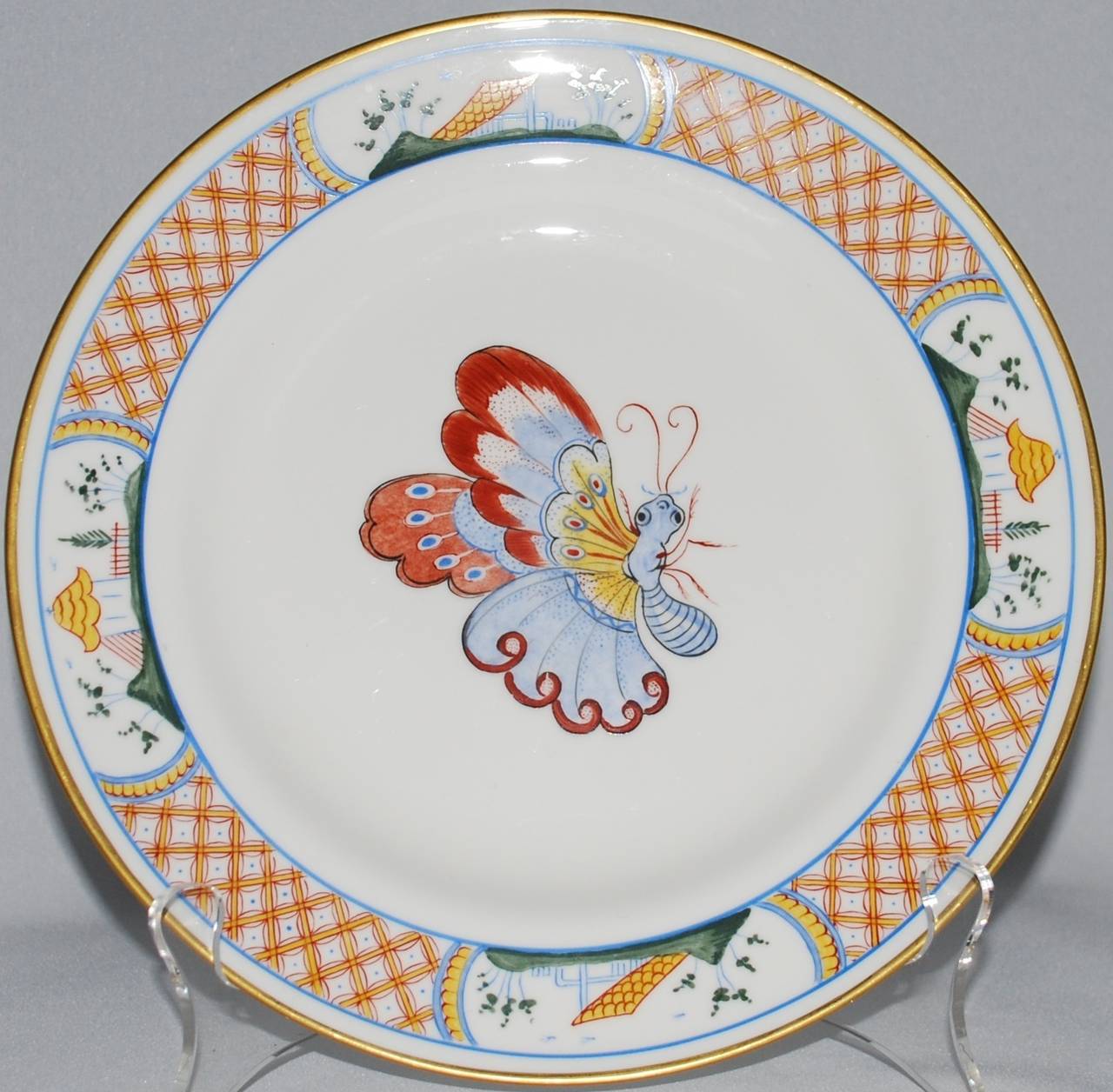 20th Century Set of Six Tiffany & Co. Chinoiserie Butterfly Plates