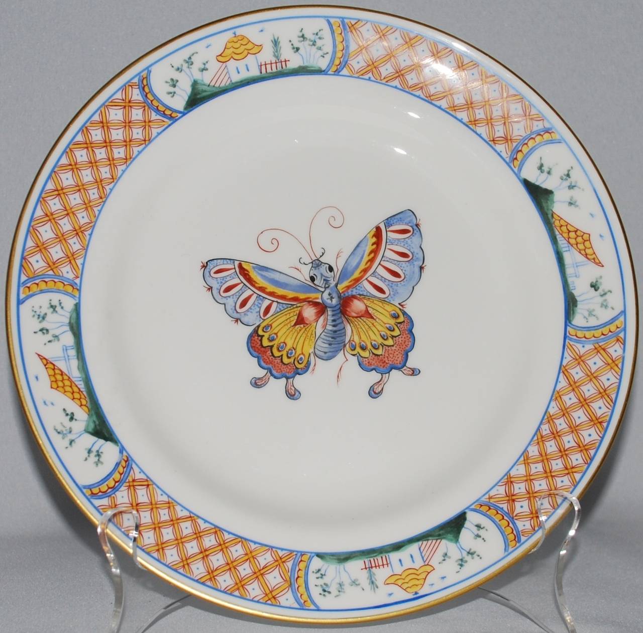 Set of Six Tiffany & Co. Chinoiserie Butterfly Plates 2