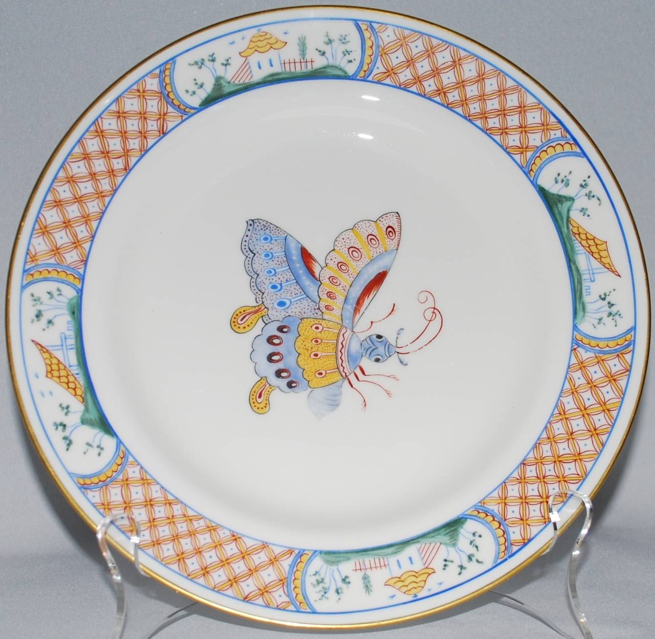 Set of Six Tiffany & Co. Chinoiserie Butterfly Plates 1