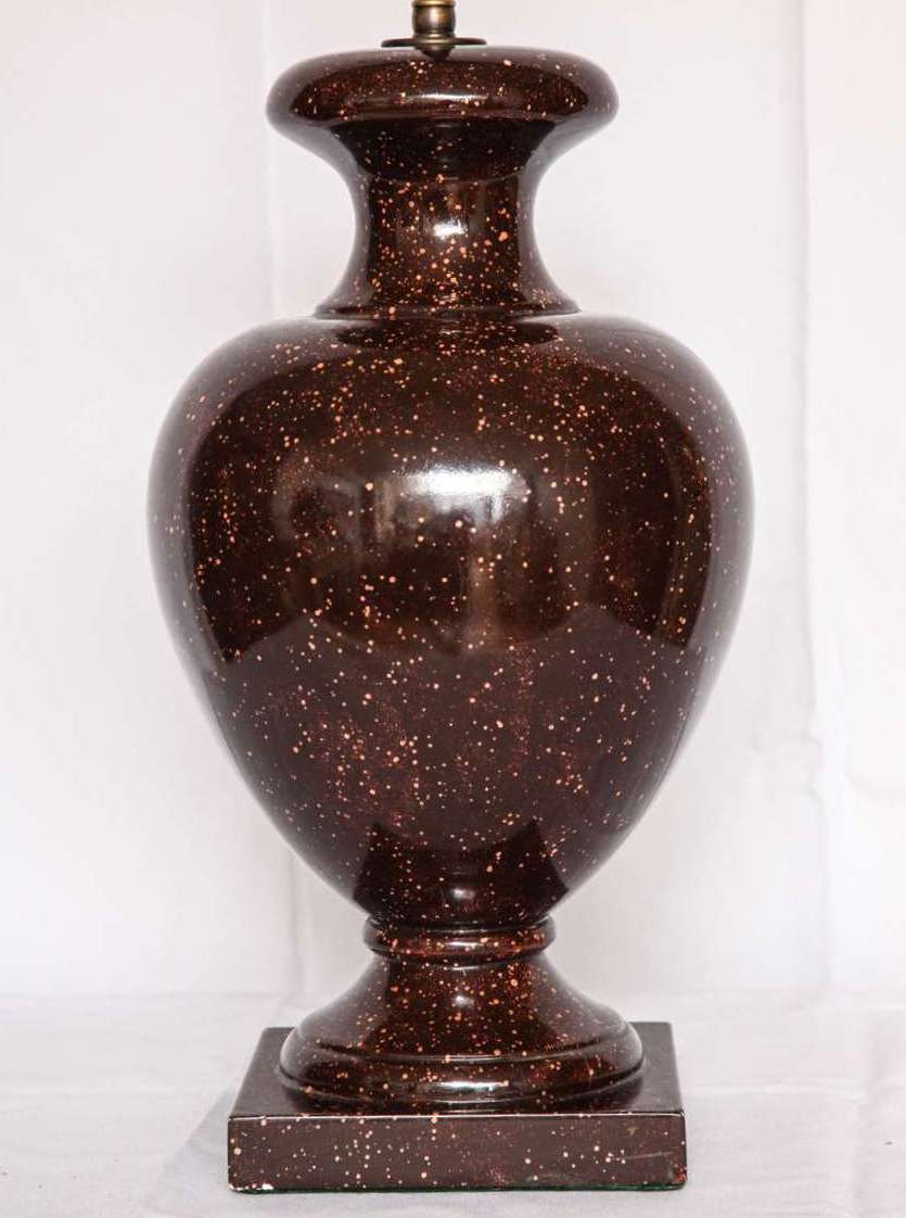 19th Century Continental Faux Porphyry Lamp For Sale