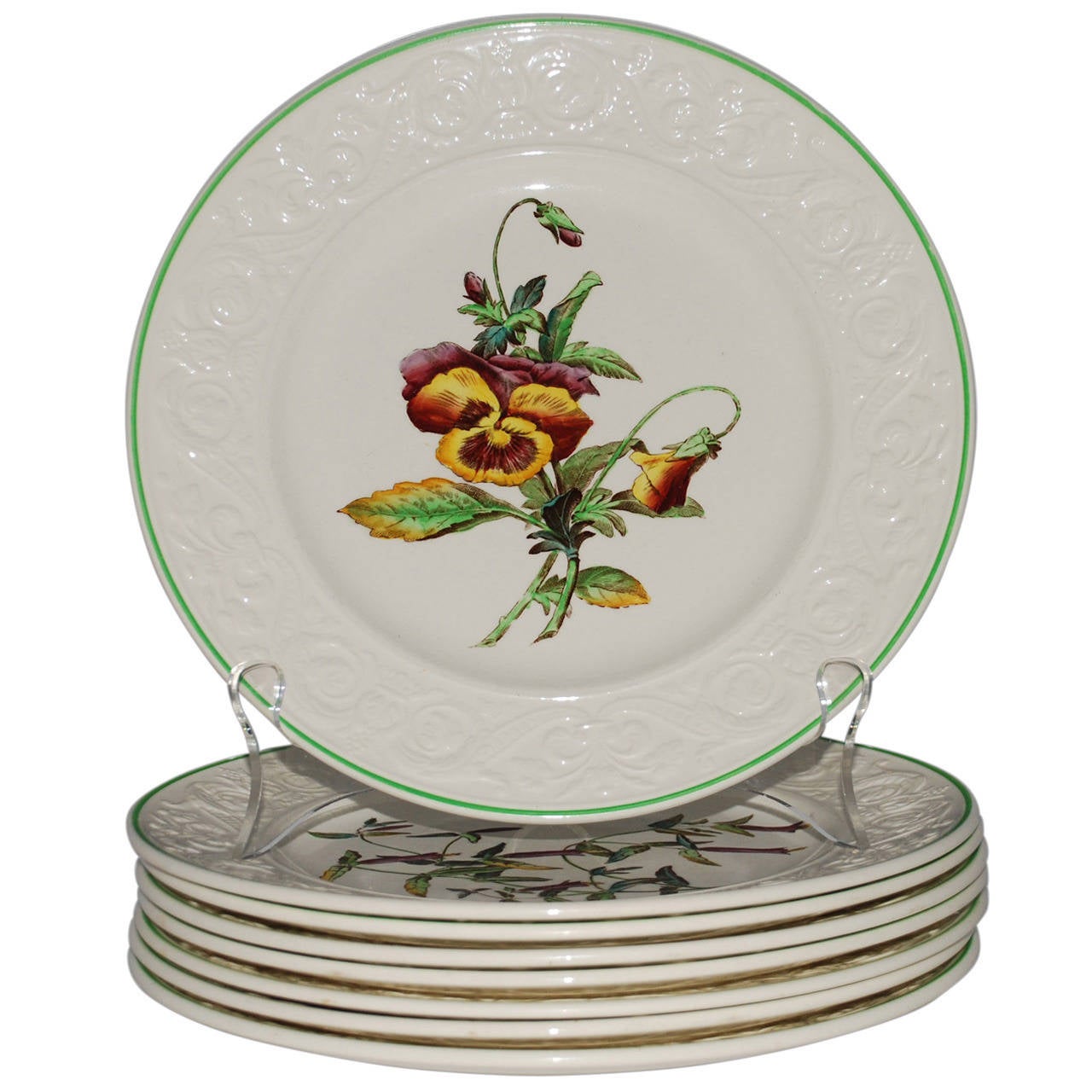 Set of Eight Copeland Spode Botanical Plates at 1stDibs