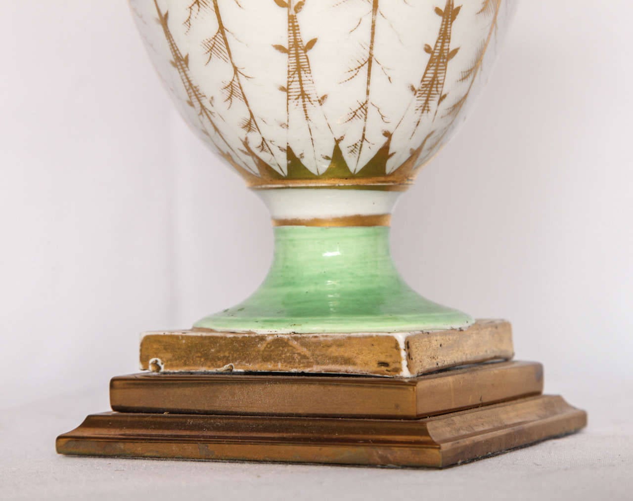 19th Century Floral Porcelain Urn-Form Lamp For Sale