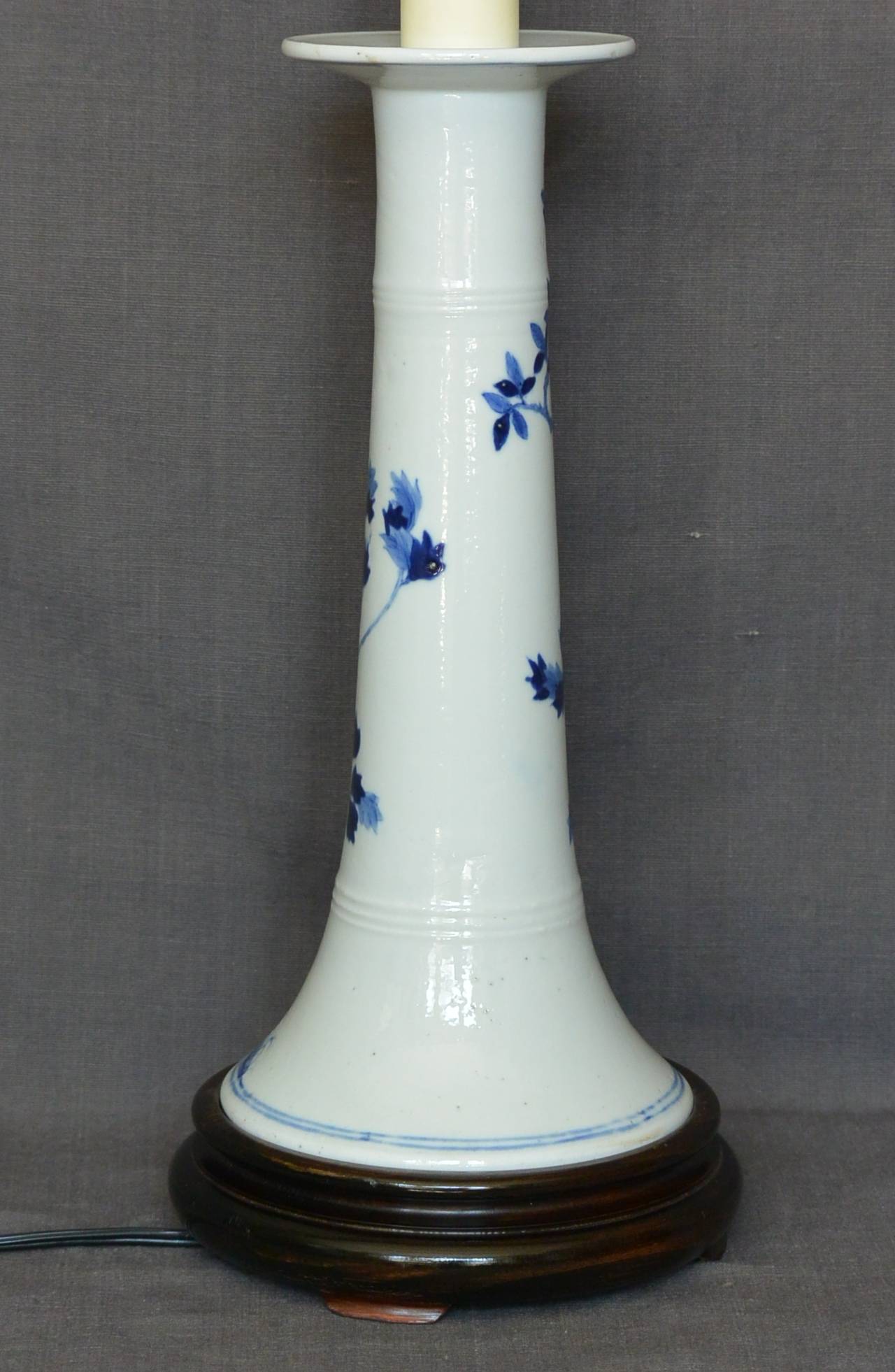 blue candlestick lamp