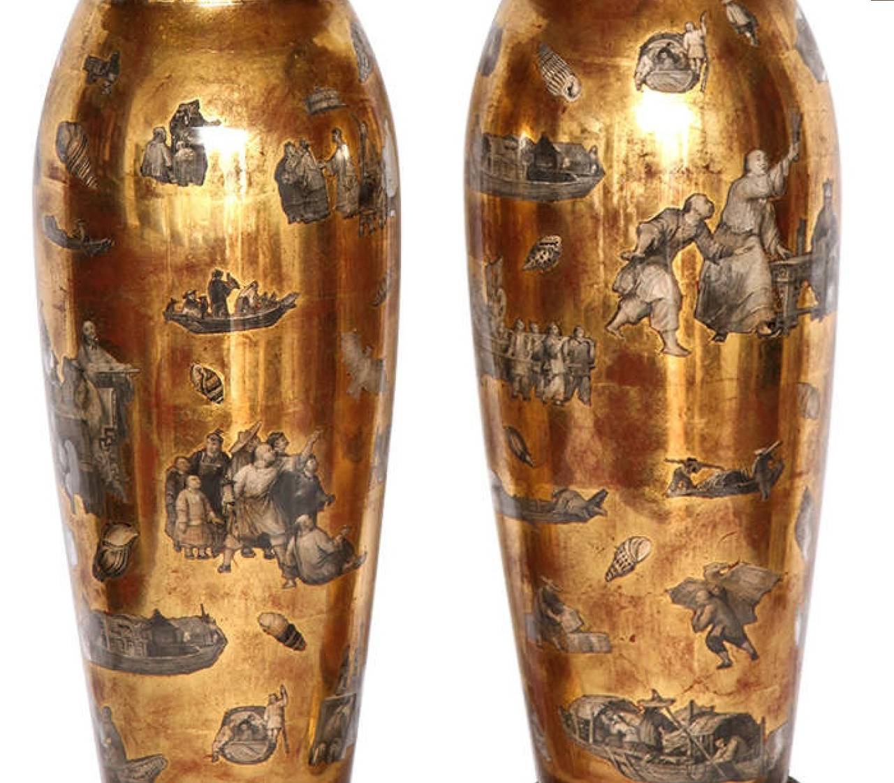 Pair of Chinoiserie Decalcomania Lamps For Sale 2