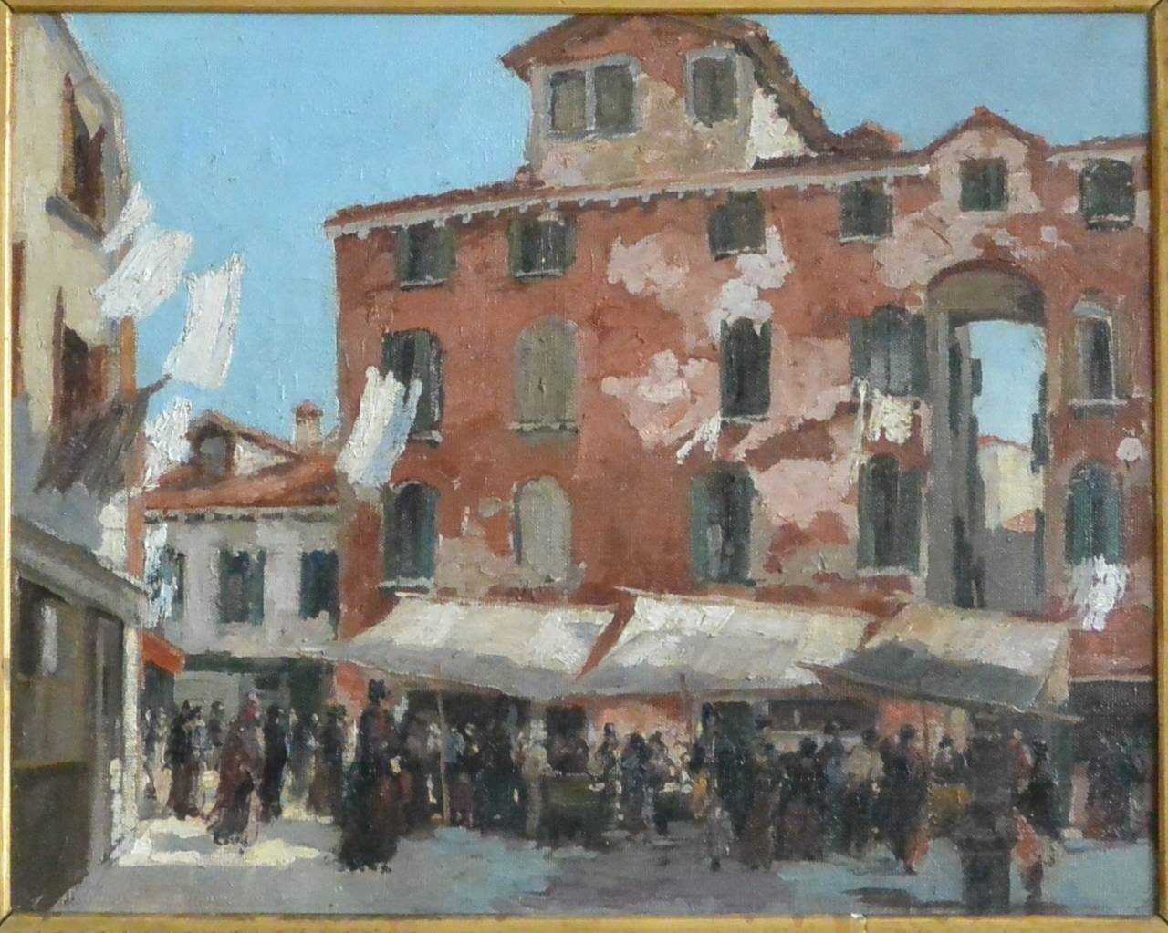 Frank Duveneck (1848-1919.) Venetian scene. Oil on canvas in gilt period frame. Unsigned.
Dimension: Frame 33