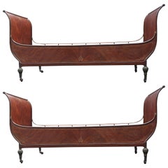 Pair French Tole Sleigh Beds