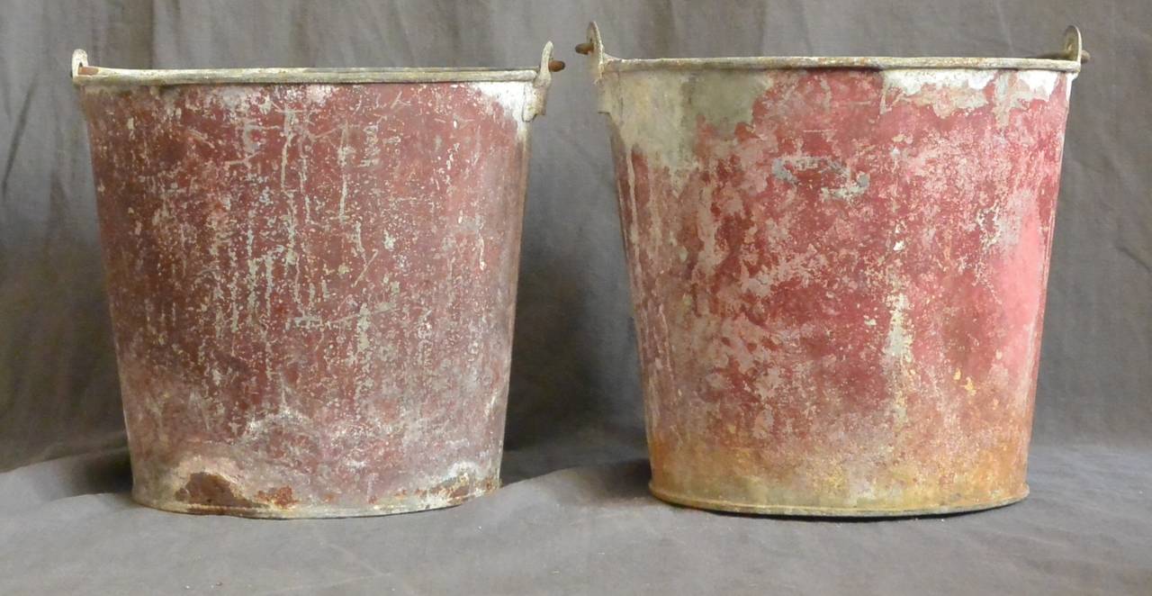20th Century Pair Antique American Fire Buckets