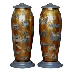 Vintage Pair of Chinoiserie Decalcomania Lamps