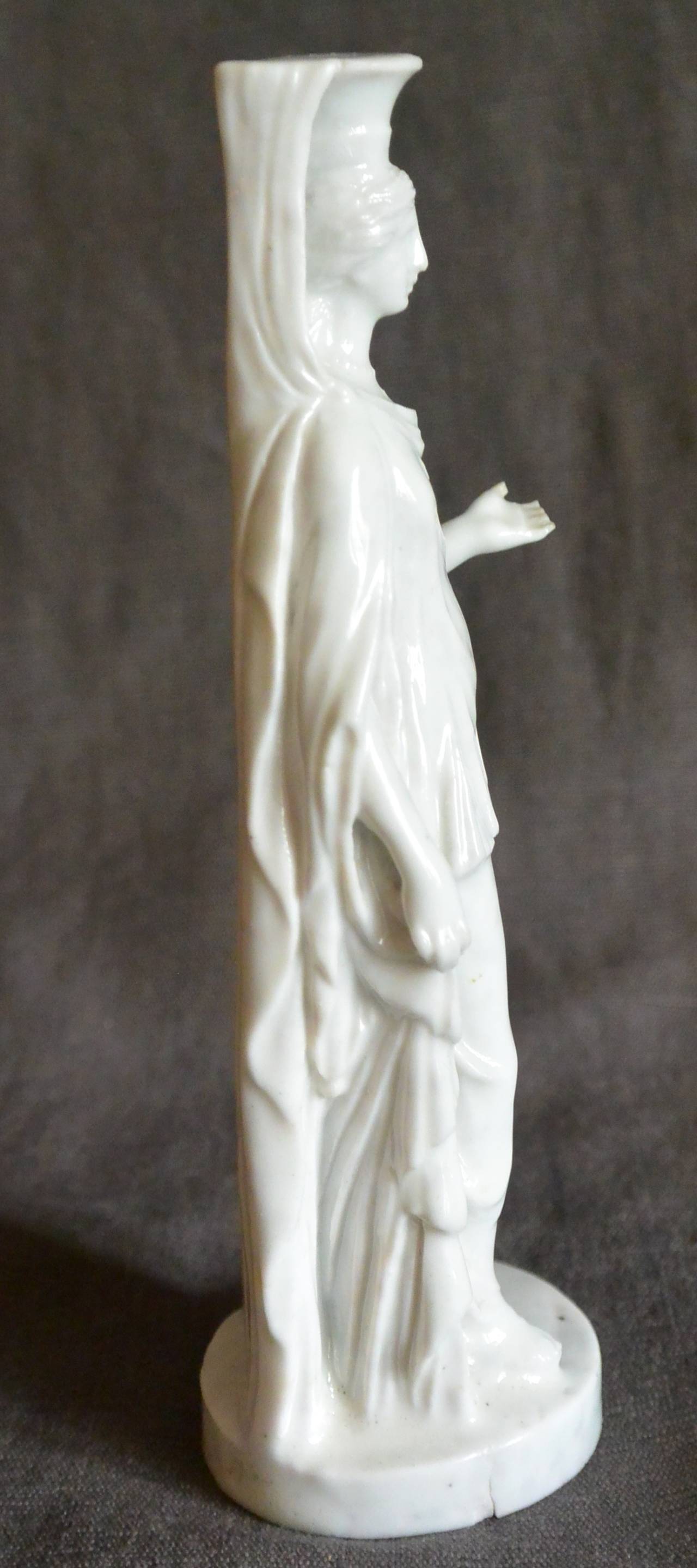 Doccia white porcelain caryatid sculpture.  A Doccia neoclassical model of a caryatid with one hand outstretched. Italy, circa 1770s 
Dimension: 2