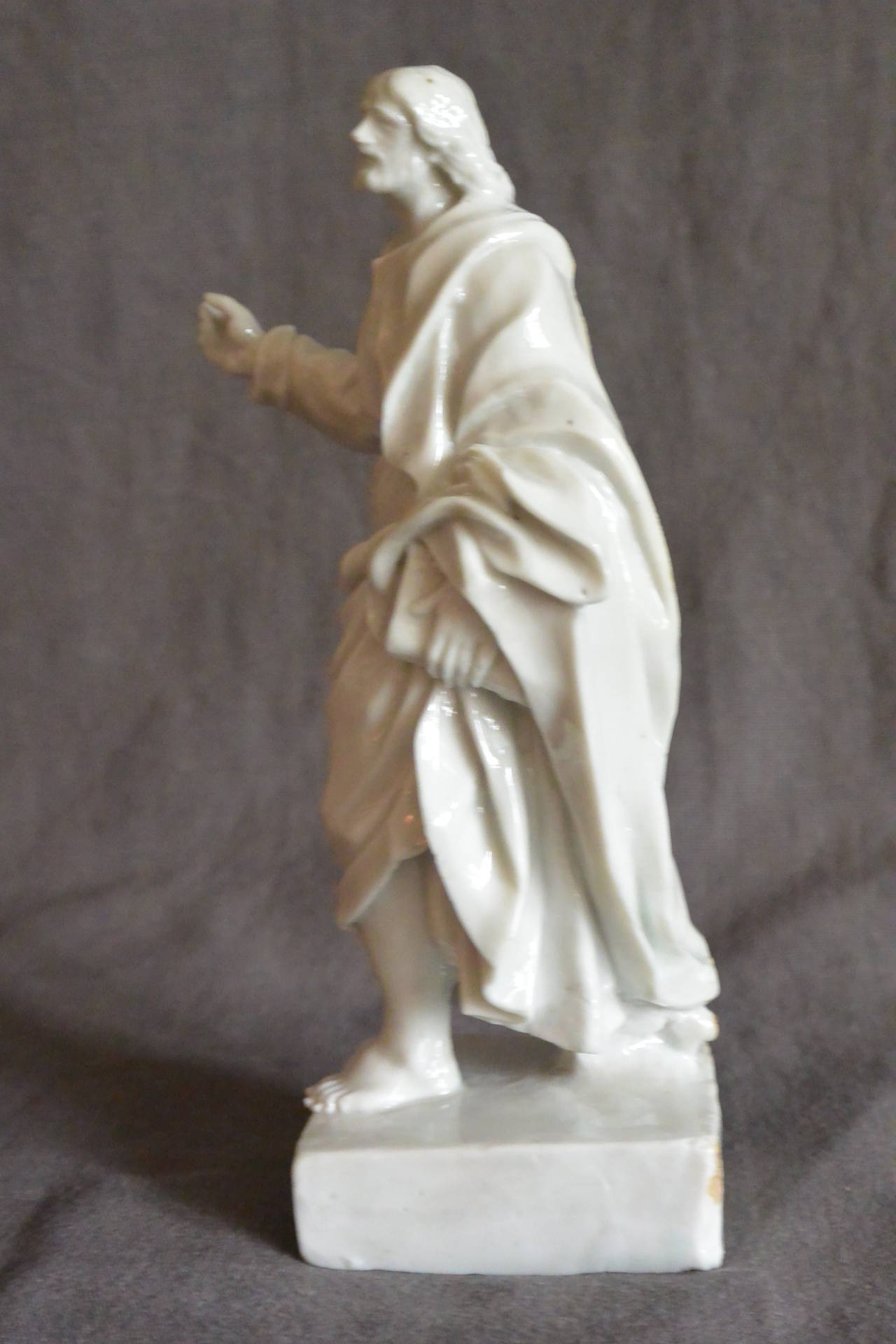 Italian St. John the Revelator White Porcelain Sculpture For Sale