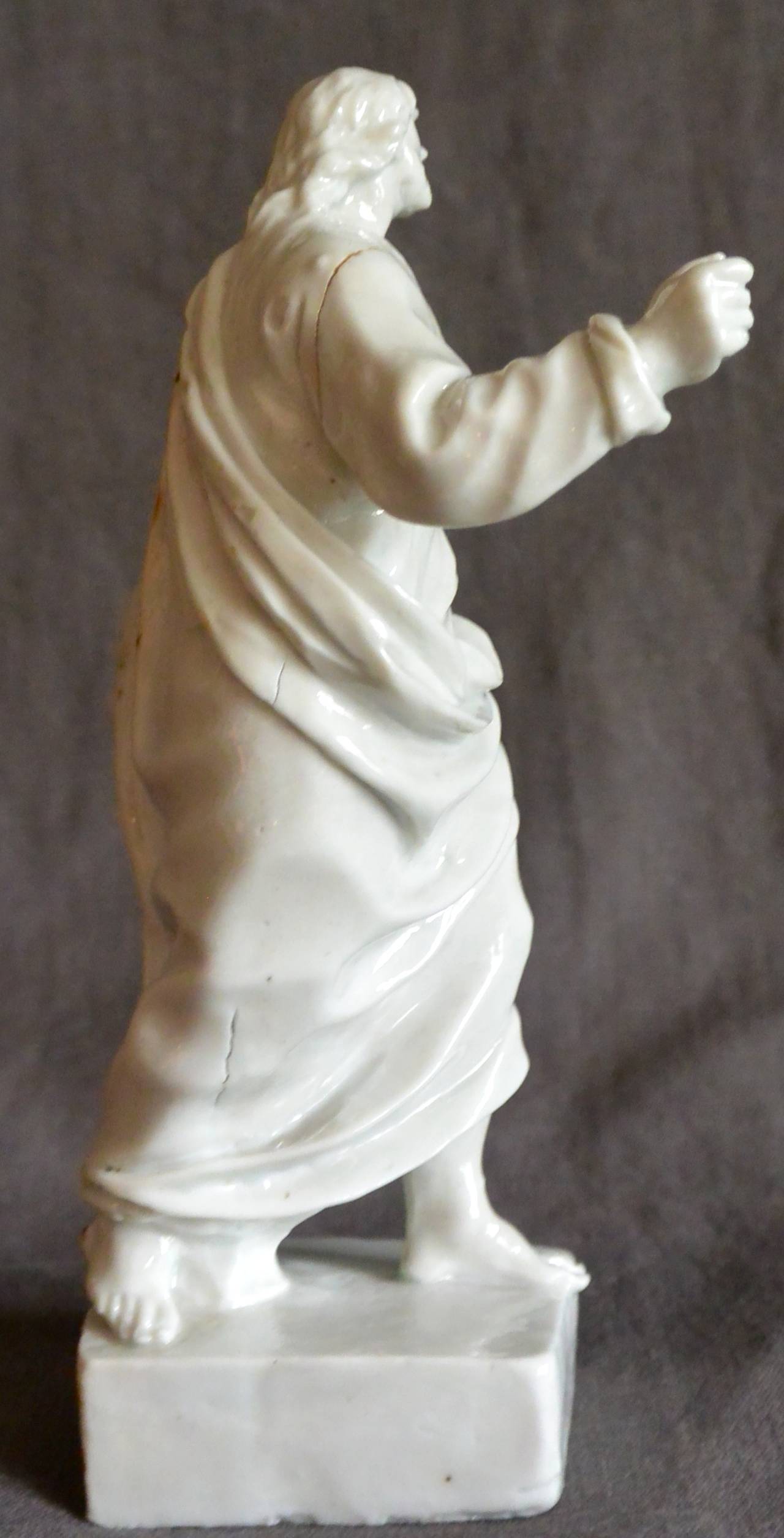18th Century St. John the Revelator White Porcelain Sculpture For Sale