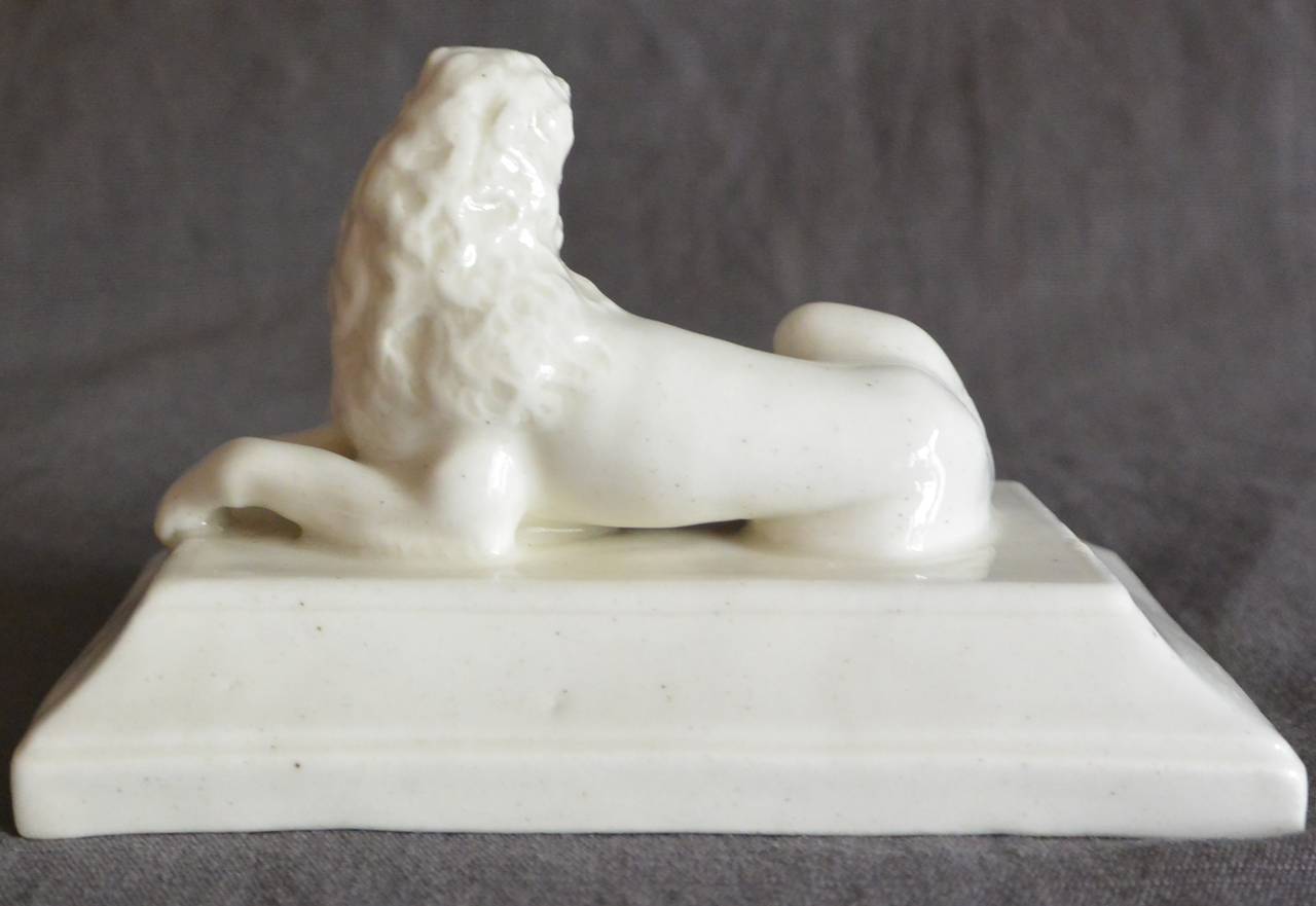 Italian Vinovo Porcelain Lion Sculpture For Sale