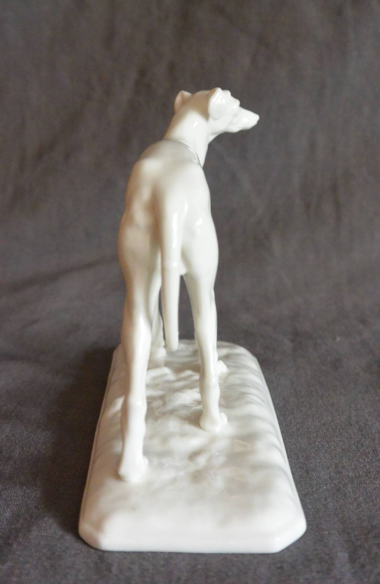 German Nymphenburg Porcelain Greyhound Sculpture