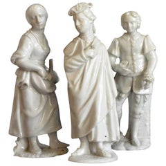 Set of Three Cozzi White Porcelain Venetian Figures