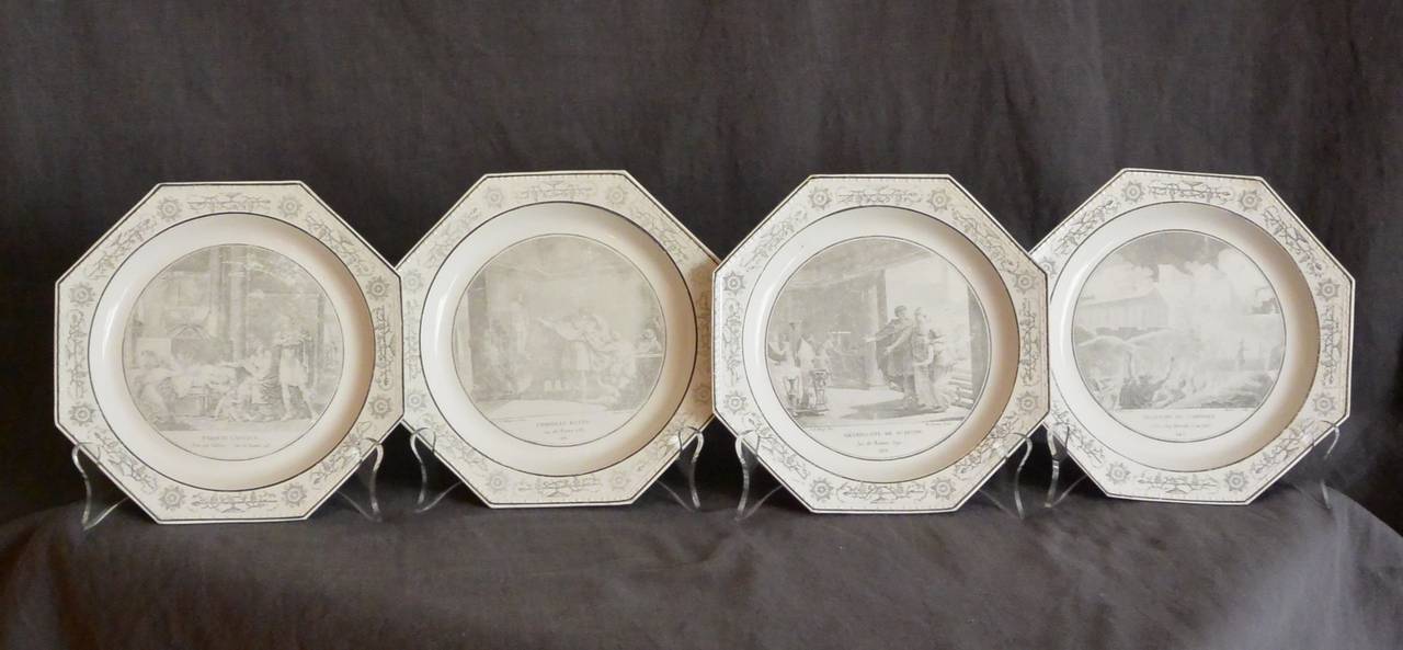 French Set of Four Neoclassical Creil Plates