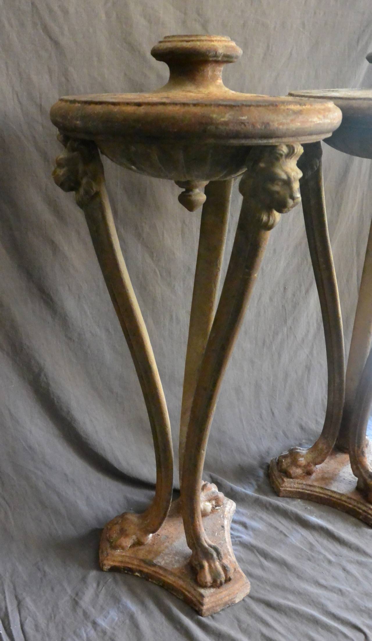 Pair Large Italian Cast Iron Atheniennes  In Good Condition For Sale In New York, NY