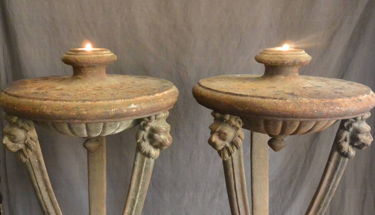 Pair Large Italian Cast Iron Atheniennes For Sale 2