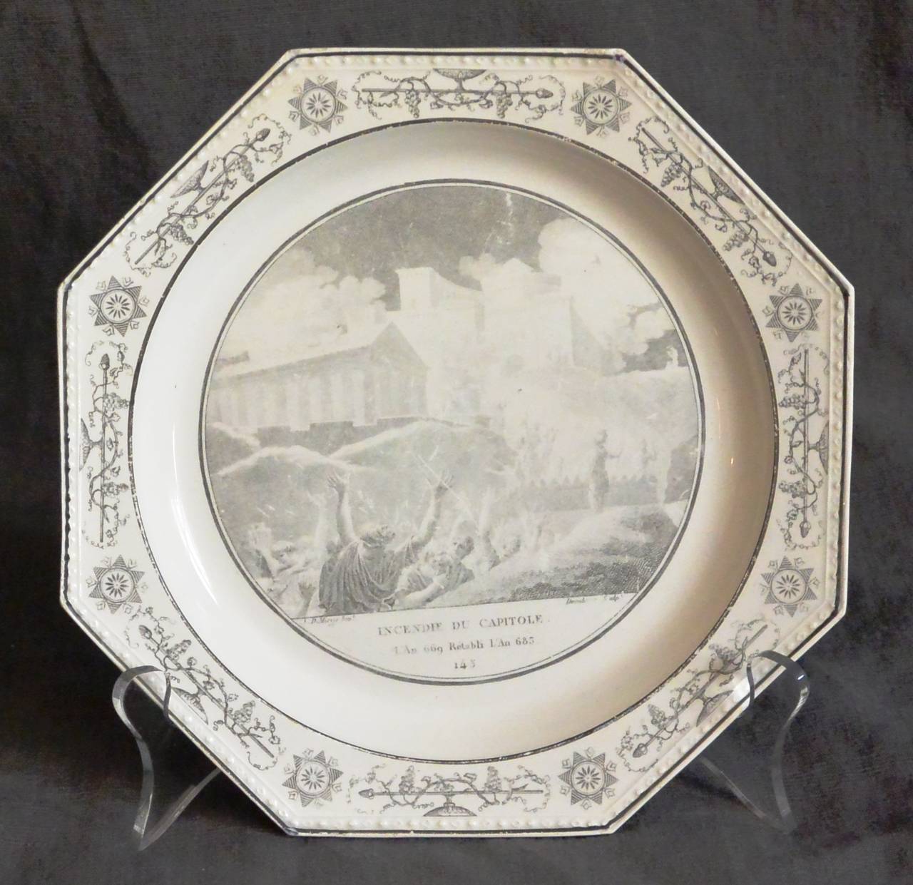 19th Century Set of Four Neoclassical Creil Plates