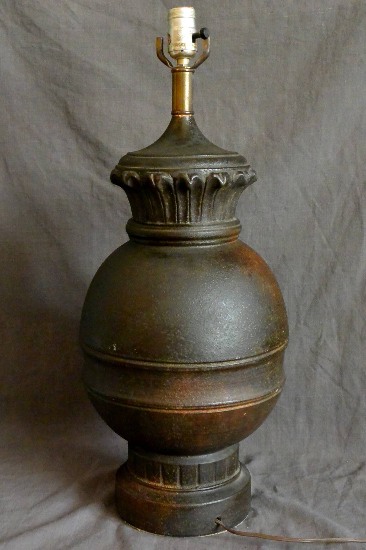 Italian Terracotta Baluster Lamp In Excellent Condition In New York, NY