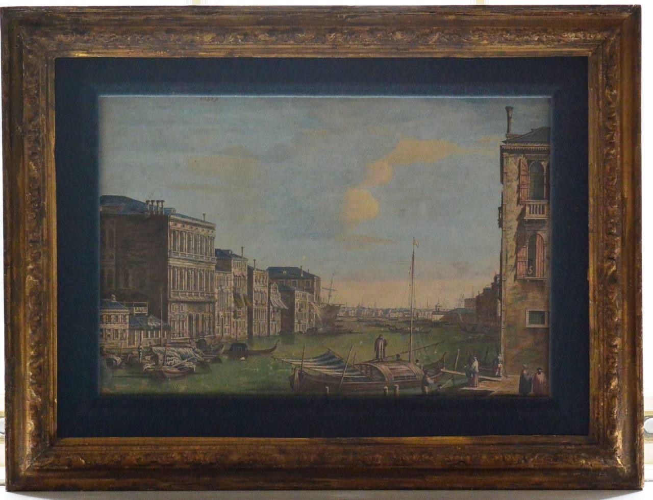 French Pair of Hand-Colored Venetian Engravings after Canaletto For Sale