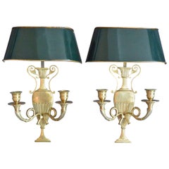 Pair of French Sconces with Tole Shades