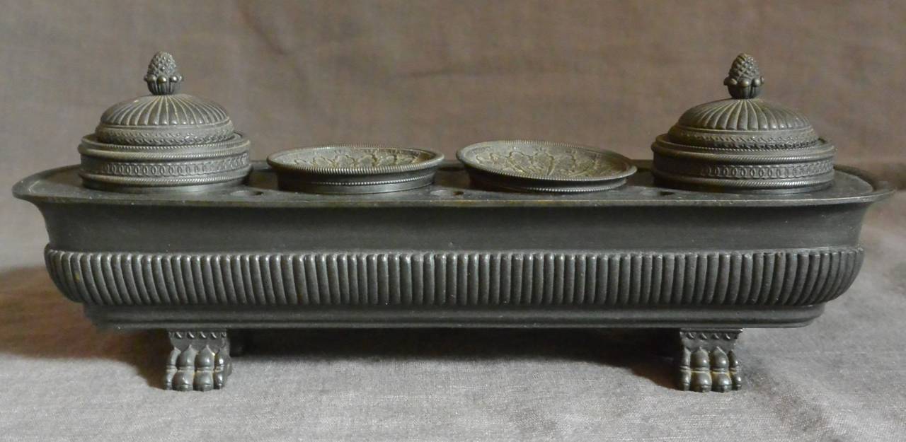 Cast Empire Style French Bronze Inkwell For Sale