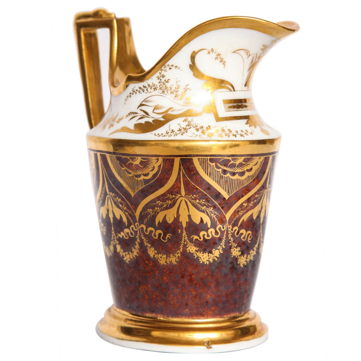 French Gilt and Painted Porcelain Pitcher For Sale