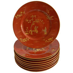 Set of Eight French Chinoiserie Dessert Plates