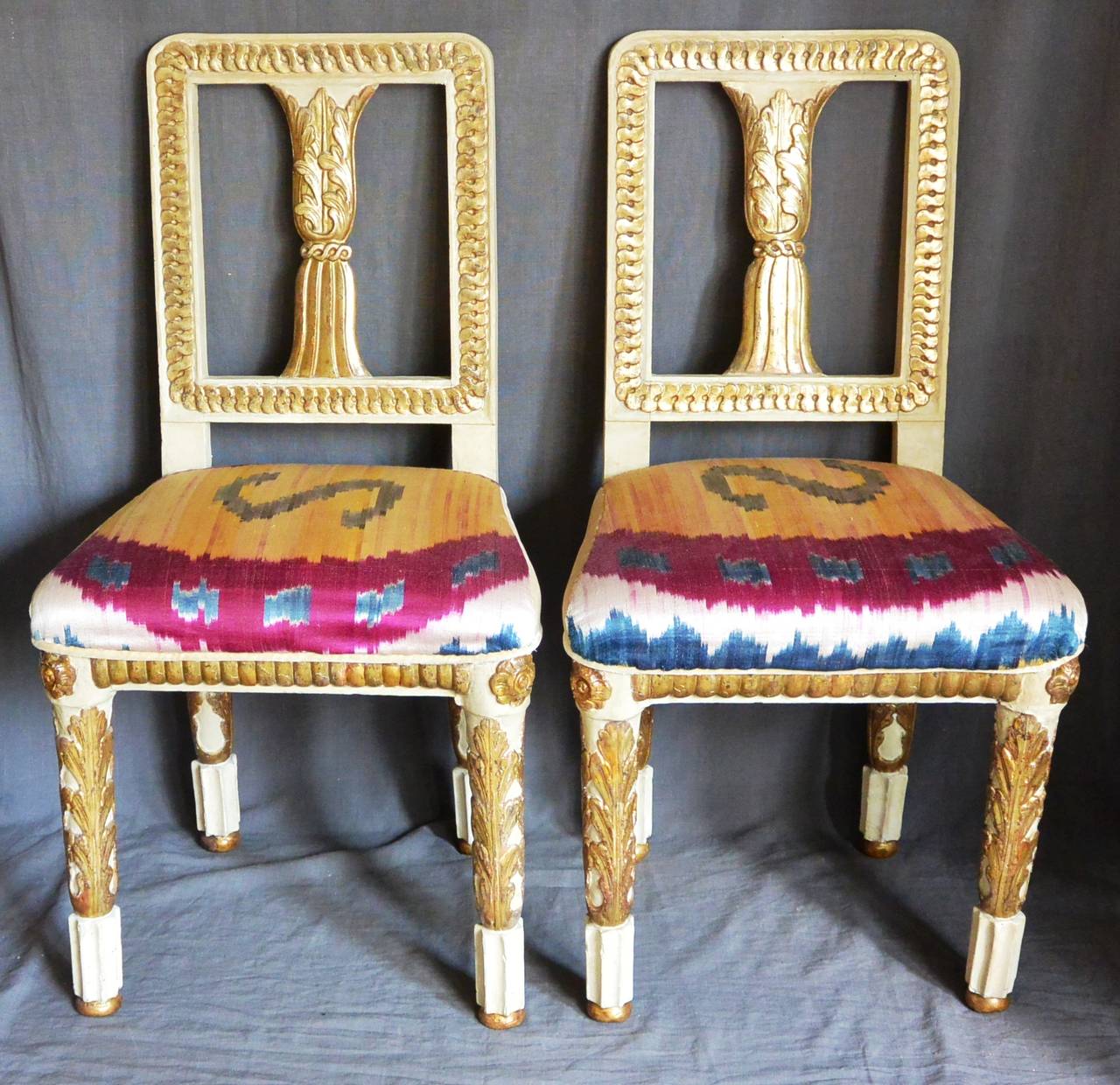 Painted Pair of Italian Side Chairs
