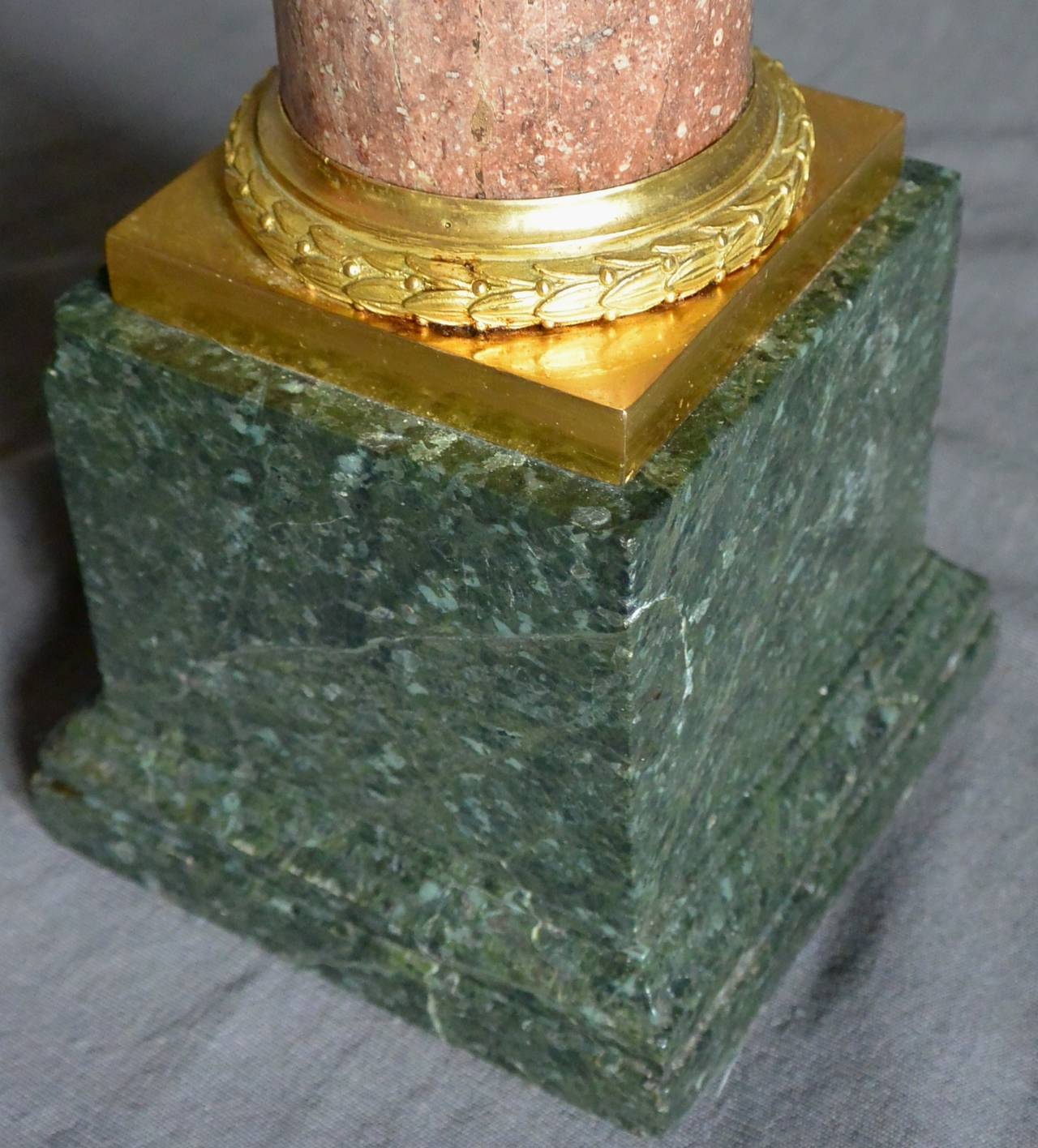 Bronze Louis XVI Style Marble Column Lamp For Sale
