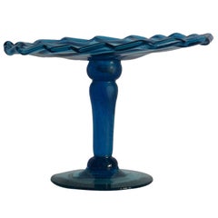 Antique Blue Murano Glass Cake Stand