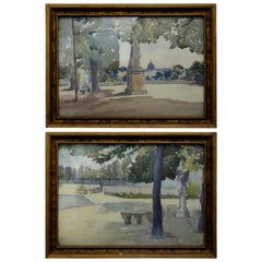 Used Pair of Watercolours with Jardin du Luxembourg Views