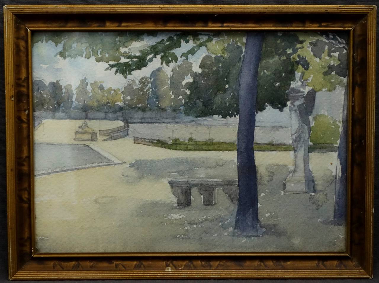 Pair of Watercolours with Jardin du Luxembourg Views In Good Condition For Sale In New York, NY