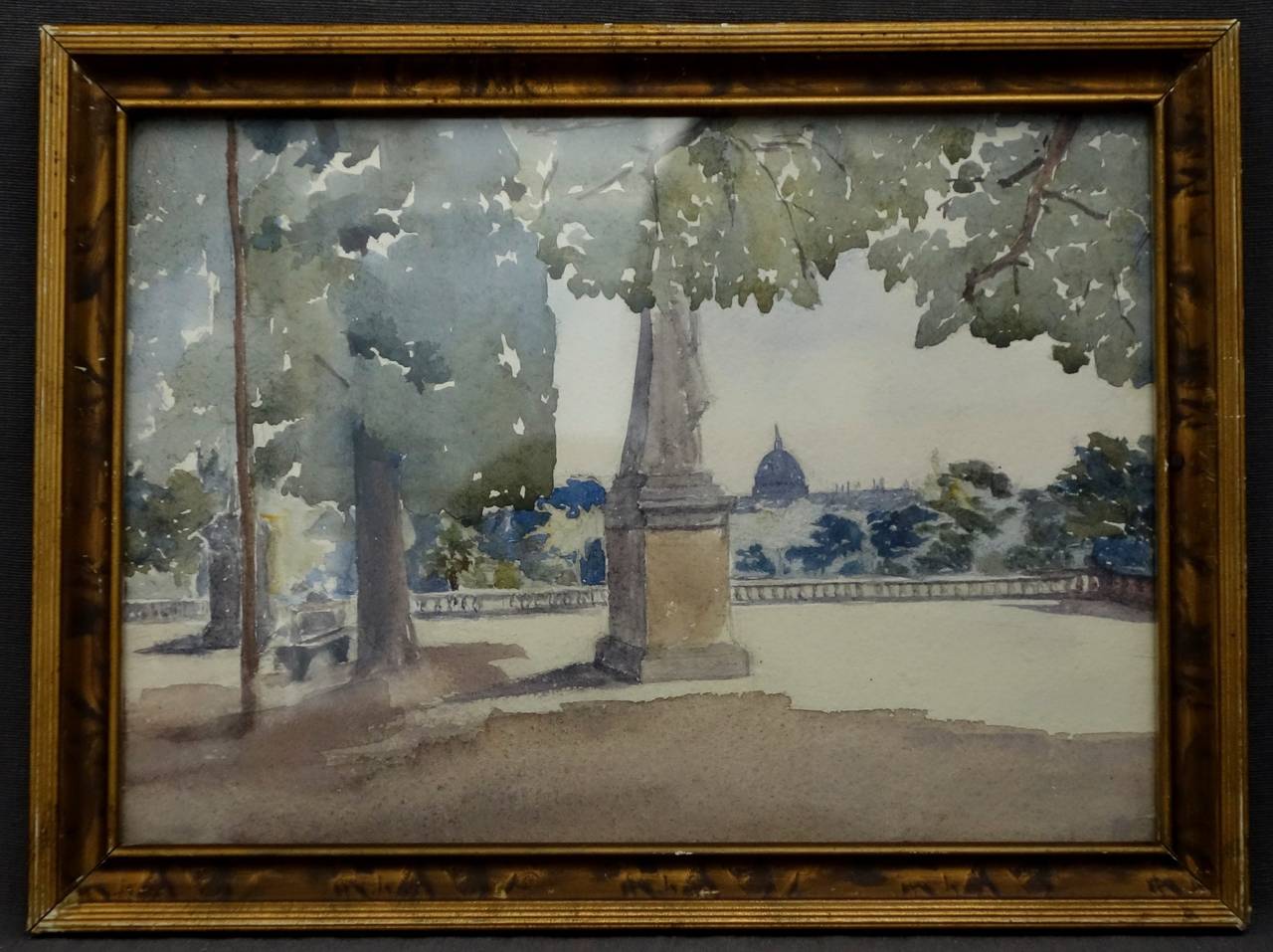 20th Century Pair of Watercolours with Jardin du Luxembourg Views