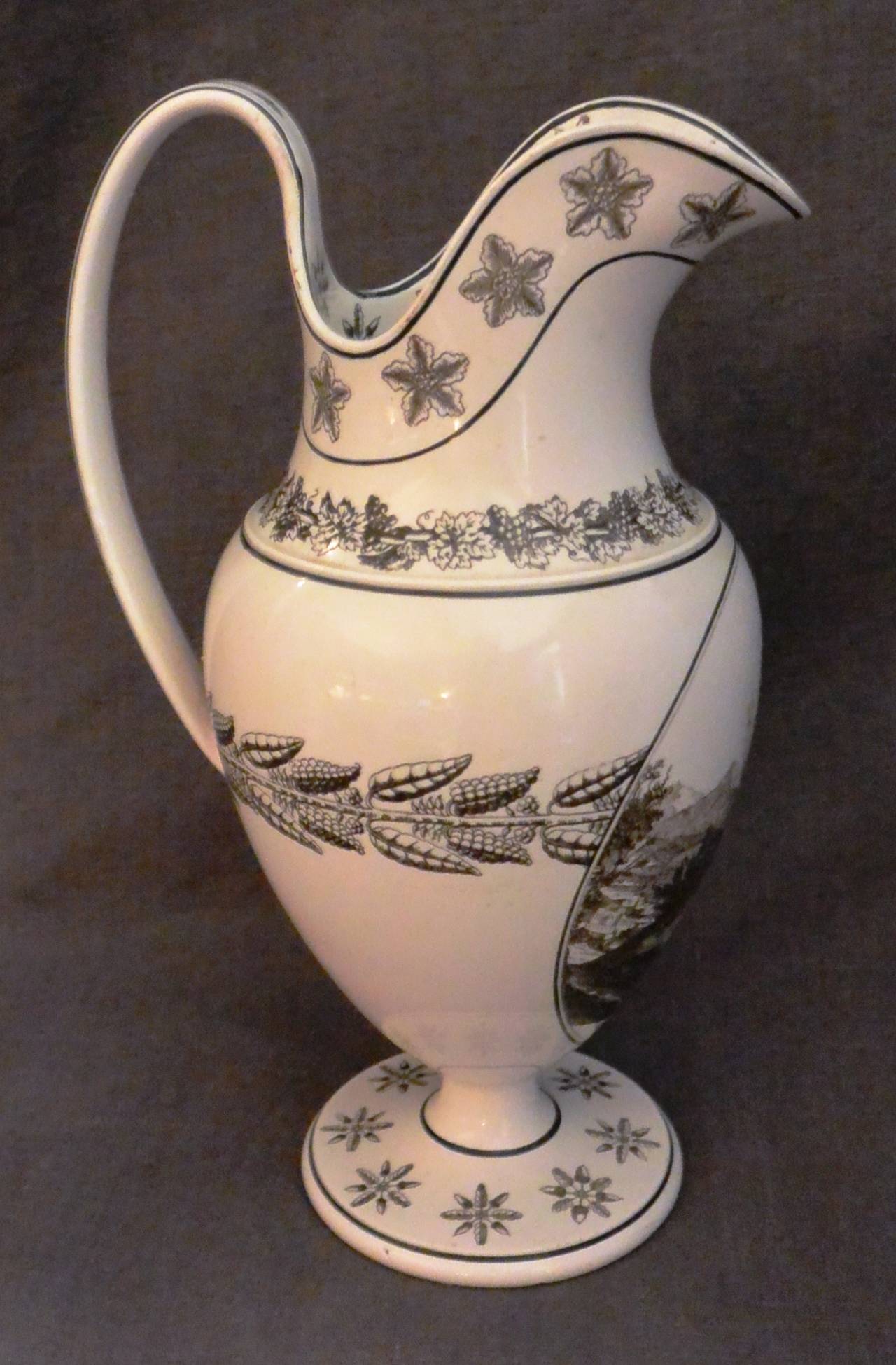 French Neoclassical Creil Ewer with Naples Scene of St. Elmo