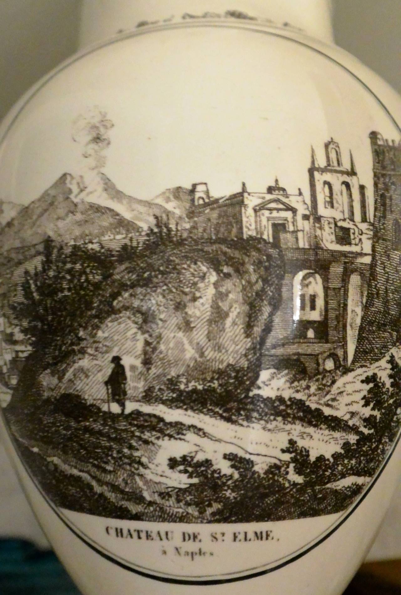 Neoclassical Creil Ewer with Naples Scene of St. Elmo