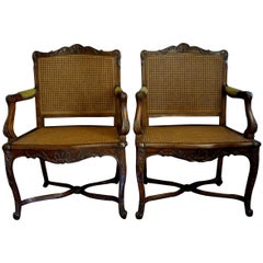 Pair of Louis XV Style Caned Armchairs