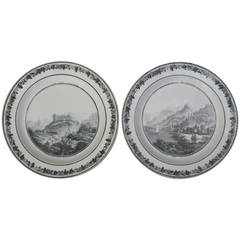 Pair of Creil Plates with Italian Views