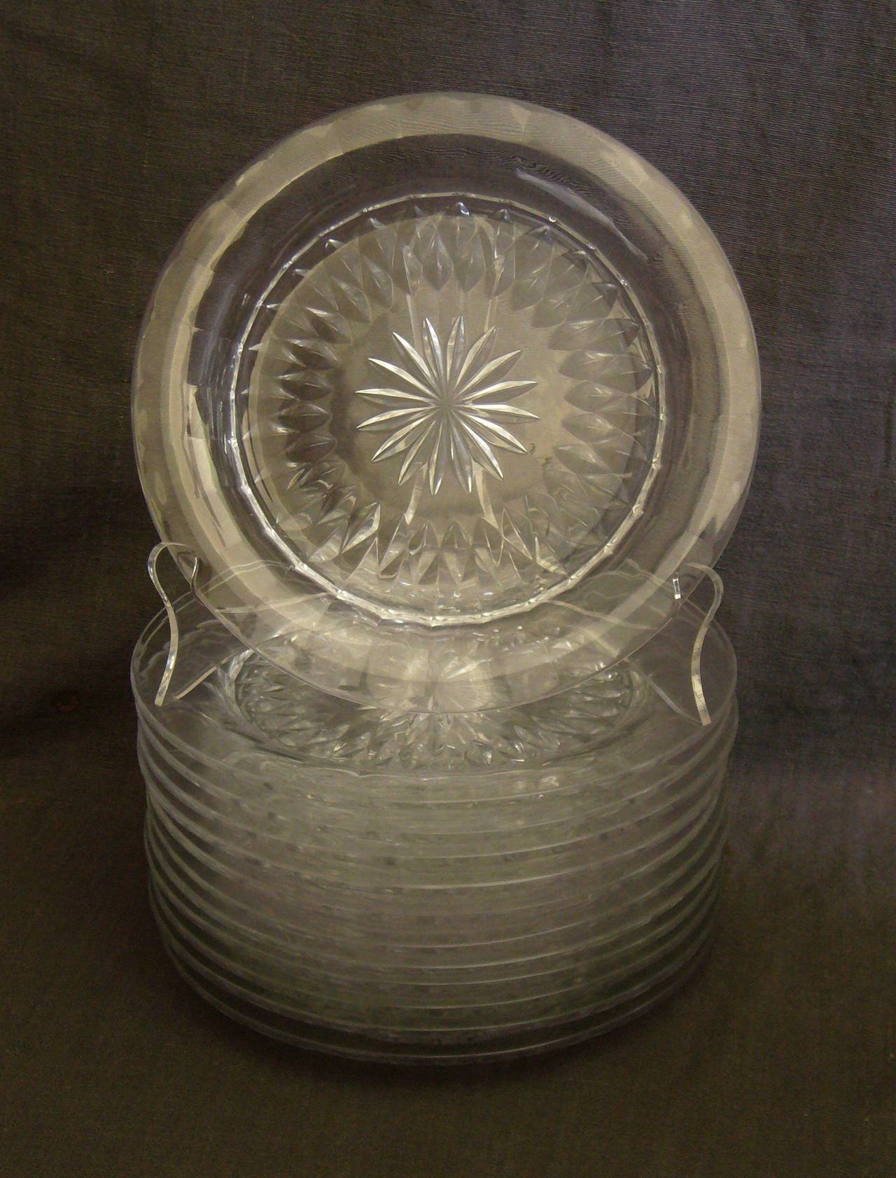 Val St. Lambert Crystal Dessert Plates In Excellent Condition In New York, NY