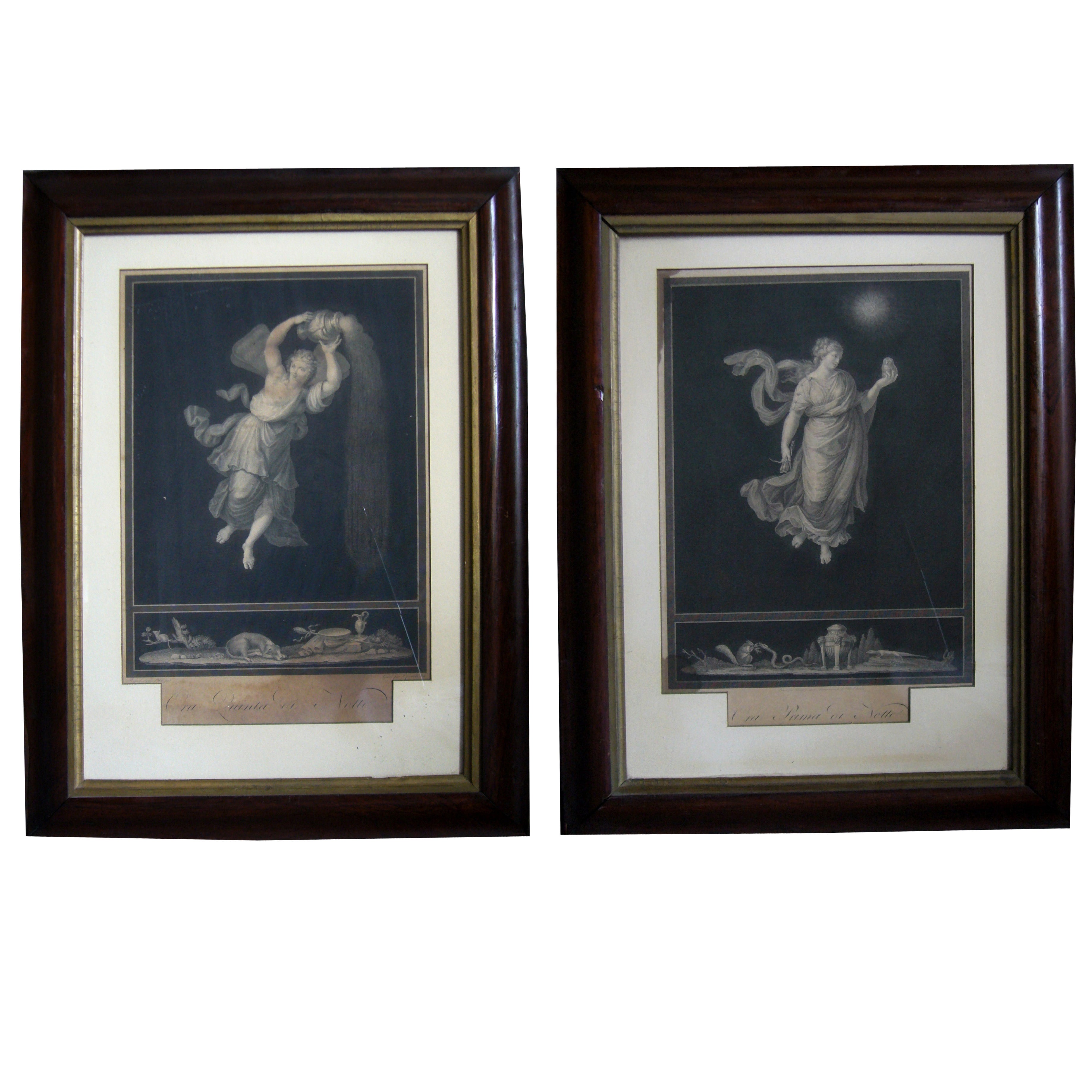 Pair of Italian Neoclassical Allegorical Engravings  For Sale