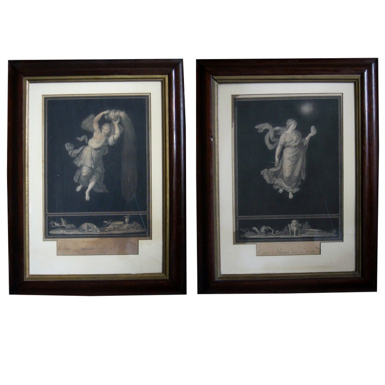 Pair of Italian Neoclassical Allegorical Engravings  For Sale