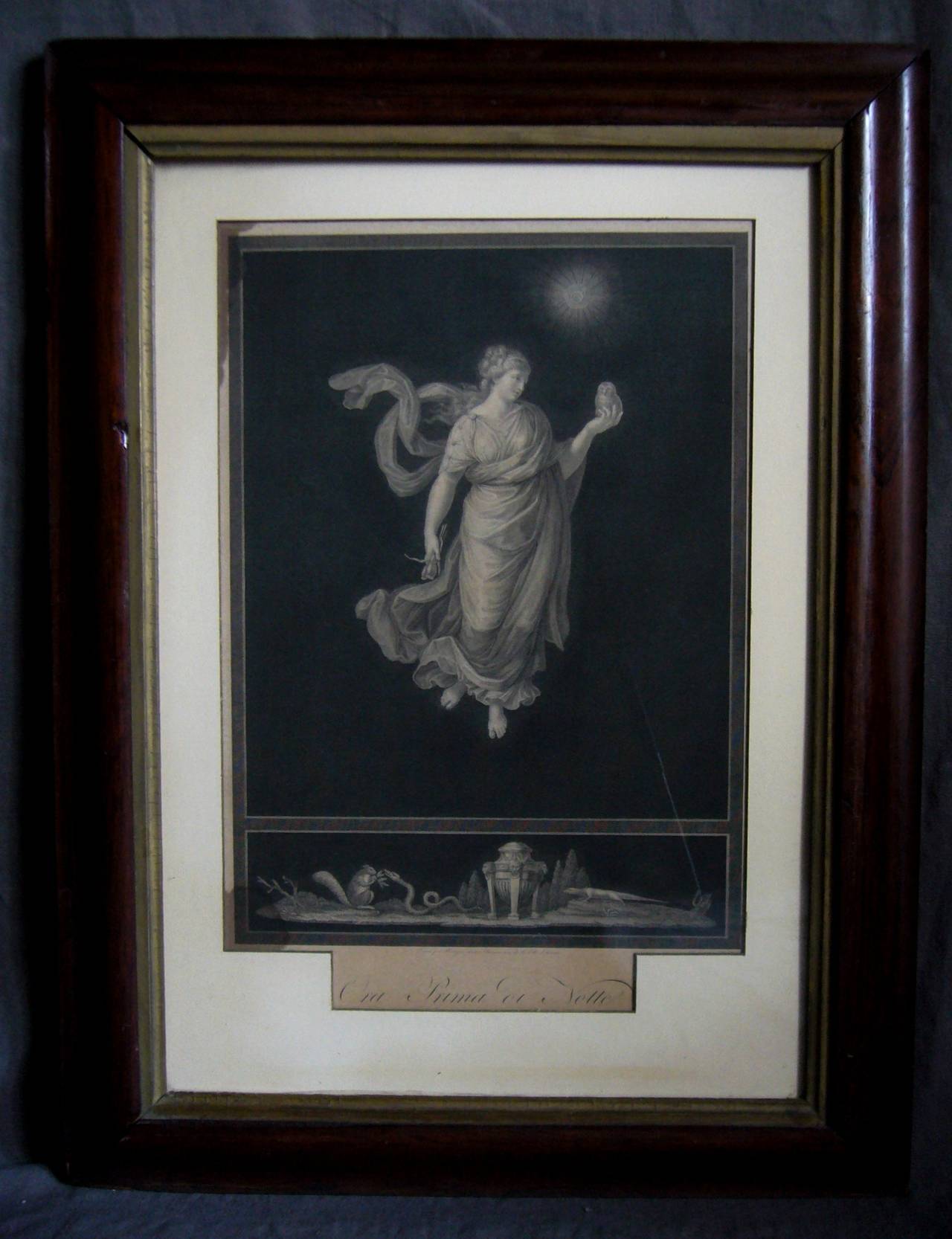 Engraved Pair of Italian Neoclassical Allegorical Engravings  For Sale